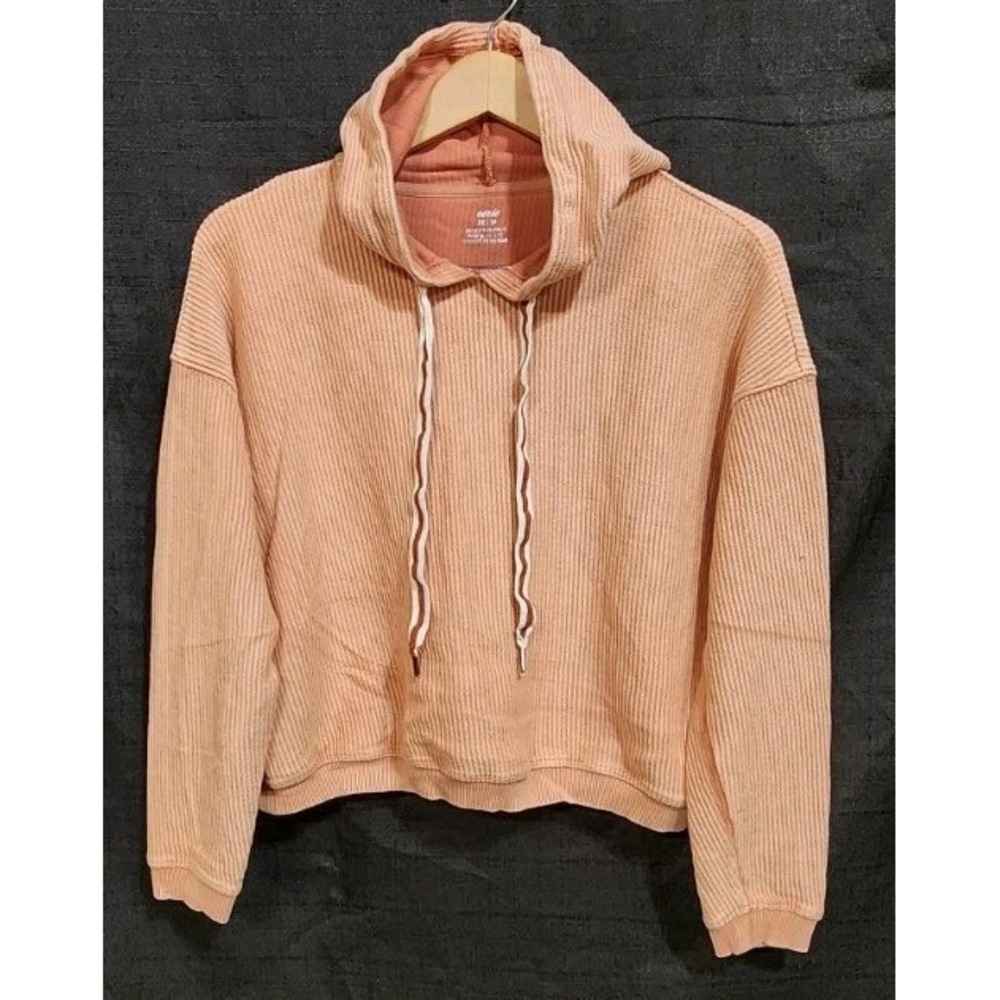 Aerie Sweater Womens Sz XS Orange Hooded Pullover Cropped‎ Oversize Loose Lounge
